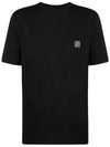 Pisato Effect Logo Patch Short Sleeve T-Shirt Black - STONE ISLAND - BALAAN 3