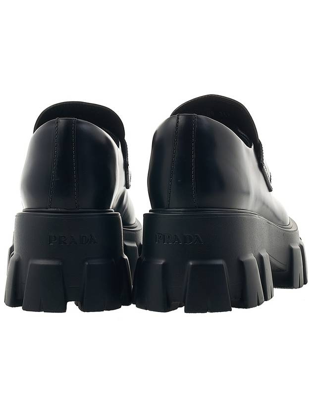 Monolith Brushed Leather Platform Loafers Black - PRADA - BALAAN 5