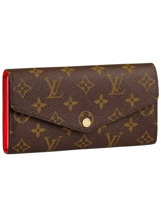 Sarah Monogram Long Wallet Brown Red - LOUIS VUITTON - BALAAN.