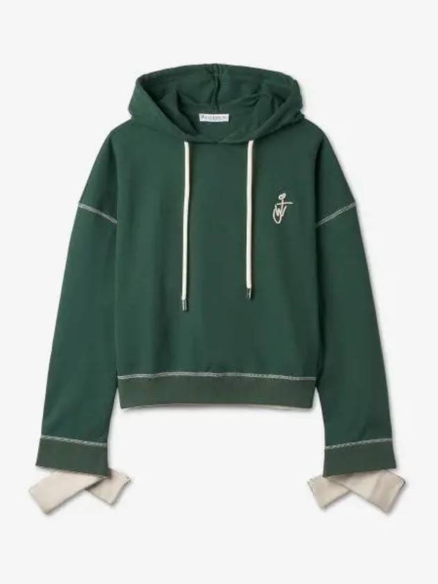 Logo Crop Hoodie Green - JW ANDERSON - BALAAN 2