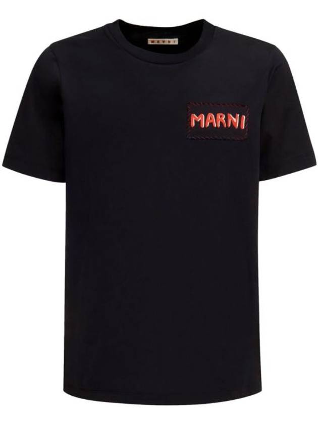 Stitch Logo Short Sleeve T-Shirt Black - MARNI - BALAAN 1