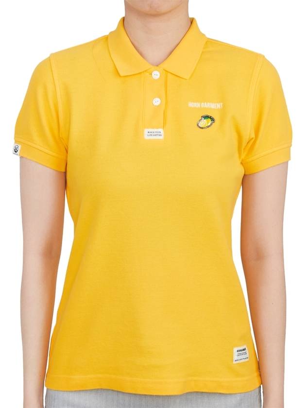 Women’s Icon Short Sleeve PK Shirt Yellow - HORN GARMENT - BALAAN 2