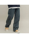 Stone Washed Over Denim Wide Jeans Blue - GOLD PERCENT - BALAAN 4