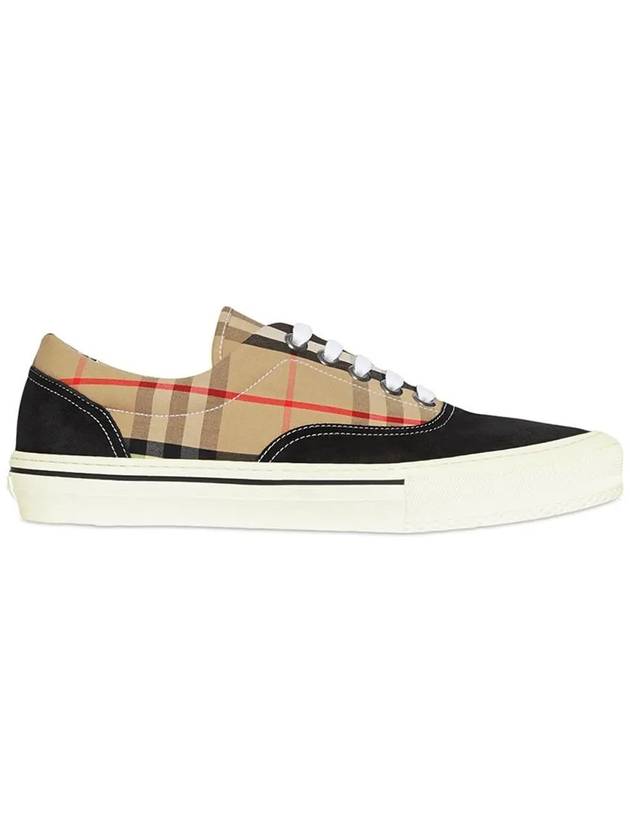 Men's Wilson Vintage Check Mix Low Top Sneakers Black Brown - BURBERRY - BALAAN 2