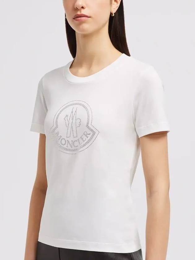 Crystal Logo Short Sleeve T-Shirt Off White - MONCLER - BALAAN 3