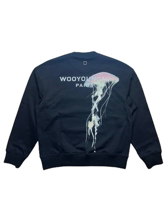 Black Luminous Jellyfish Back Logo Sweatshirt W241TS24736B - WOOYOUNGMI - BALAAN 1