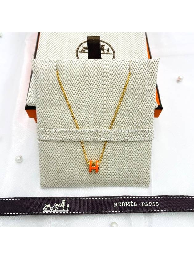 Mini Pop Ache Necklace Yellow Gold Orange H147992F - HERMES - BALAAN 5