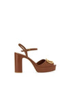 V Logo Signature Sandal Heels Brown - VALENTINO - BALAAN 2