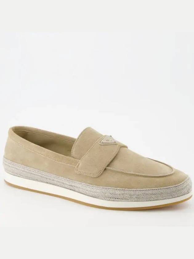 Triangle Logo Suede Loafers Beige - PRADA - BALAAN 2