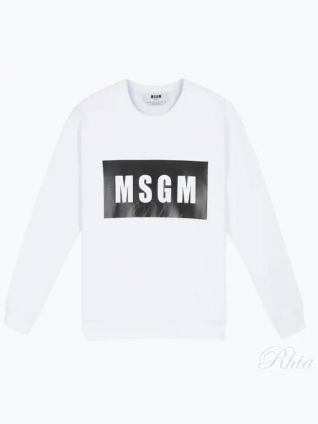 Box Logo Crew Neck Cotton Sweatshirt White - MSGM - BALAAN 2