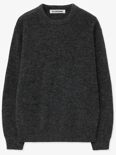 Crew neck rib knit sweater Charcoal - BLONDNINE - BALAAN 2