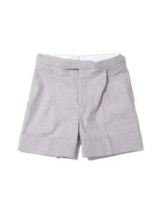 Men's Seersucker Gross Grain Cuff Shorts Medium Grey - THOM BROWNE - BALAAN 2