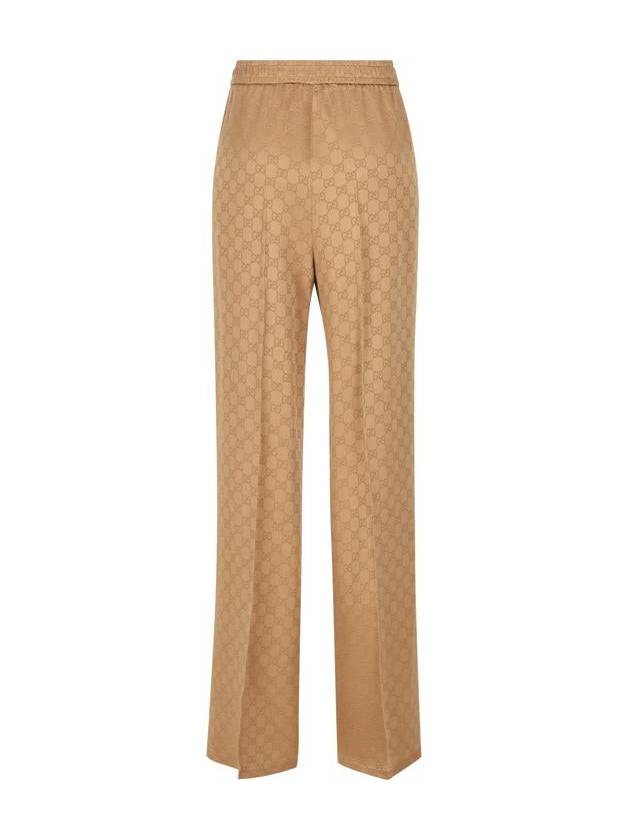 GG jacquard wide pants camel - GUCCI - BALAAN 3