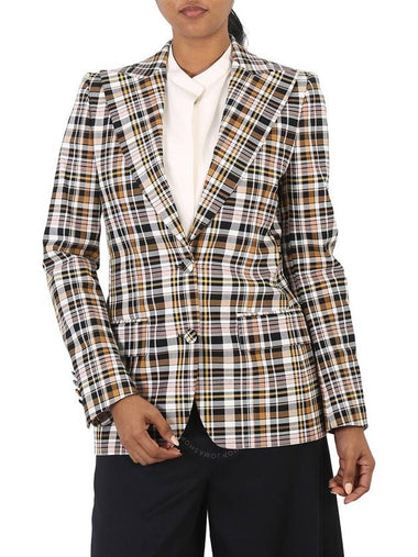 Burberry Ladies Snowhill Plaid Blazer in Bright Toffee Check, Brand Size 4 (US Size 2) - BURBERRY - BALAAN 1