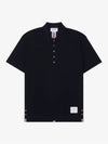 Men's Cotton Pique Center Bag Striped Short Sleeve Polo Shirt  Navy - THOM BROWNE - BALAAN 3