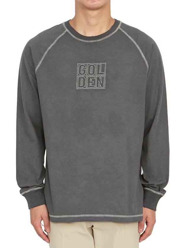 Embroidery Lettering Cotton Long Sleeve T-Shirt Anthracite - GOLDEN GOOSE - BALAAN 4