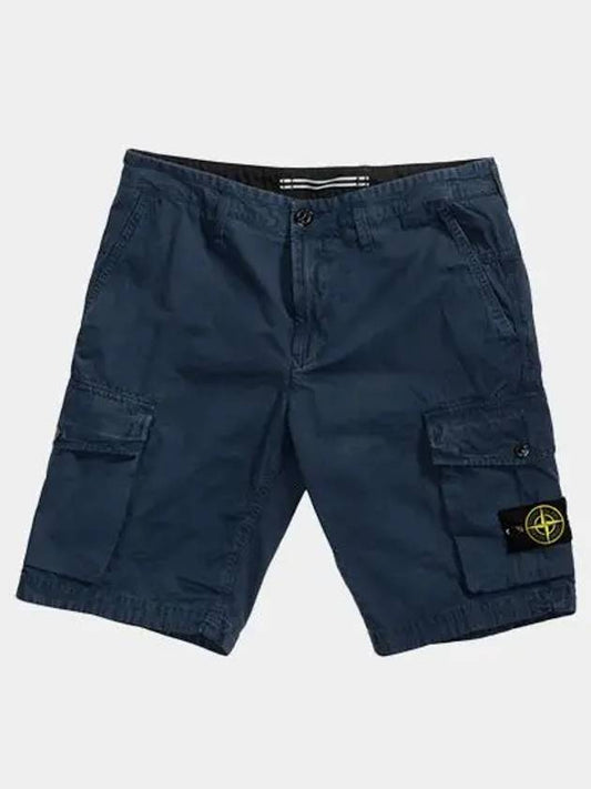 Waffen Patch Cargo Shorts Blue - STONE ISLAND - BALAAN.