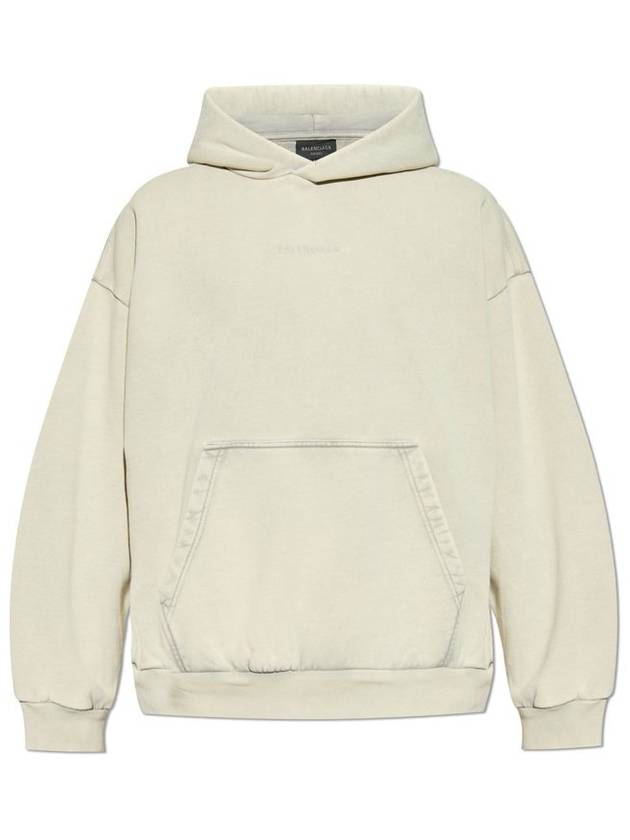 Embroidered Logo Hoodie Cement Grey - BALENCIAGA - BALAAN 1