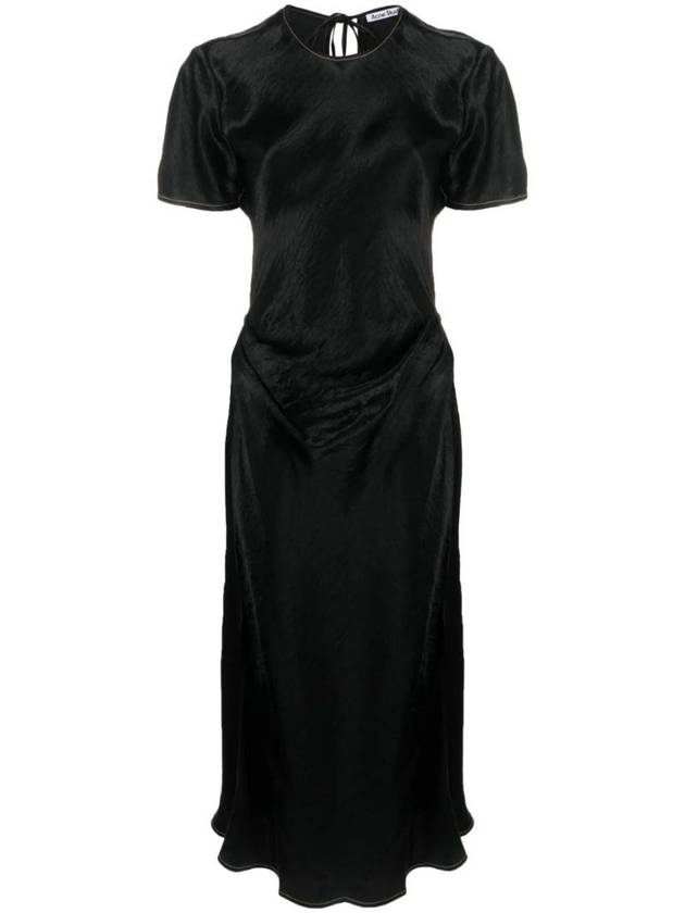 Satin Wrap Midi Dress Black - ACNE STUDIOS - BALAAN 1