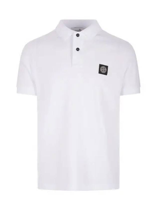 Pique Stretch Cotton Short Sleeve Polo Shirt White - STONE ISLAND - BALAAN 2