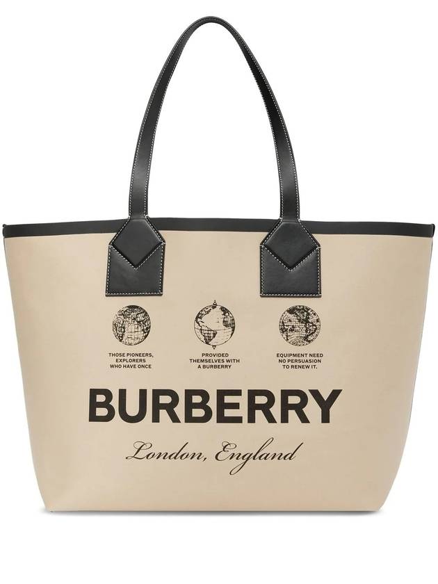 Prorsum Label Print London Cotton Tote Bag Beige - BURBERRY - BALAAN 1