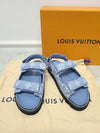 Monogram Paseo Velcro Denim Flat Sandals 37 - LOUIS VUITTON - BALAAN 7