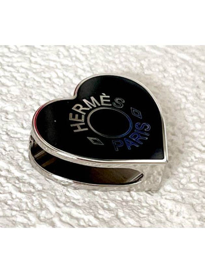 Mini Heart Twilly Scarf Ring Black Silver - HERMES - BALAAN 2