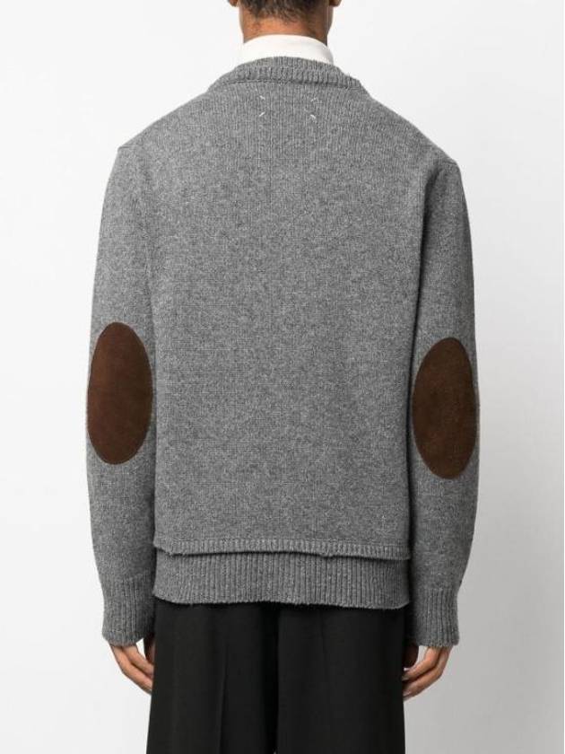 Men's 4 Stitch Elbow Patch Knit Top Grey - MAISON MARGIELA - BALAAN 3