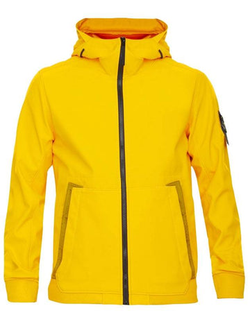 Men's Wappen Patch Softshell Hoodie Zip-up Yellow - STONE ISLAND - 1