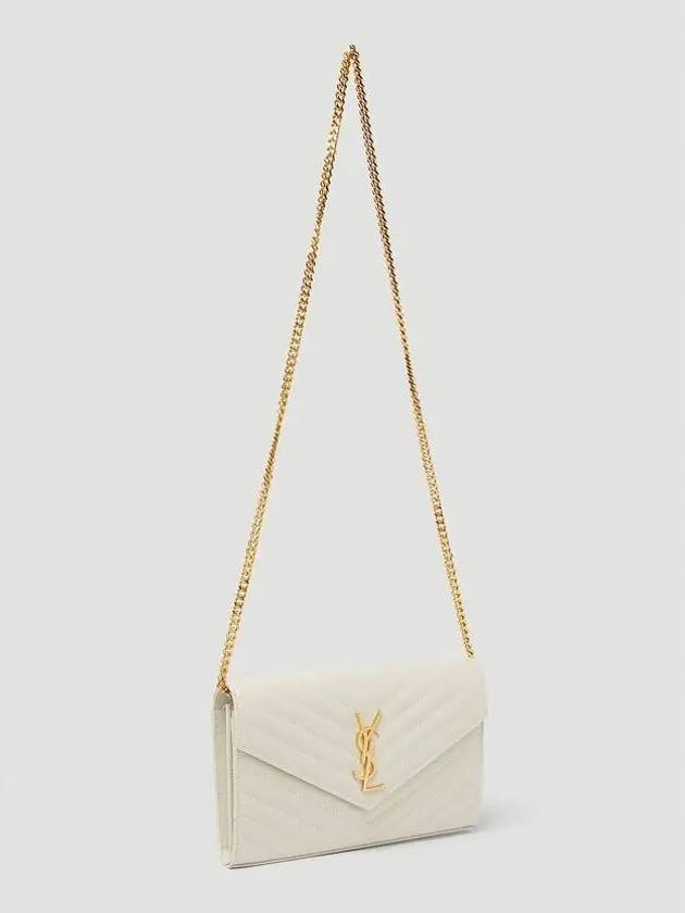 Monogram Matelasse Chain Shoulder Bag White - SAINT LAURENT - BALAAN 5