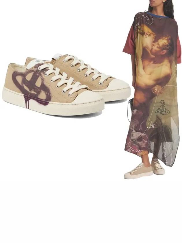 Cappuccino Canvas Plimsoll Low Top Sneakers Tan Beige - VIVIENNE WESTWOOD - BALAAN 2