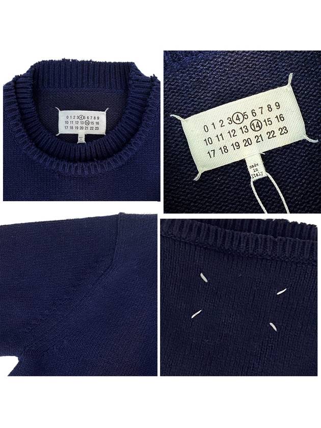 Back Stitch Elbow Patch Knit Top Navy - MAISON MARGIELA - BALAAN 10