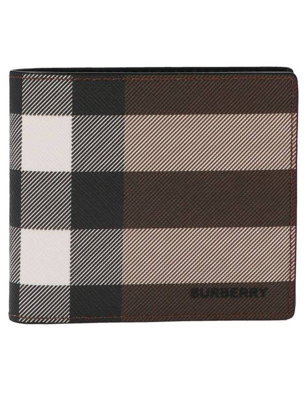 Check Leather International Bifold Wallet Dark Birch Brown - BURBERRY - BALAAN 1