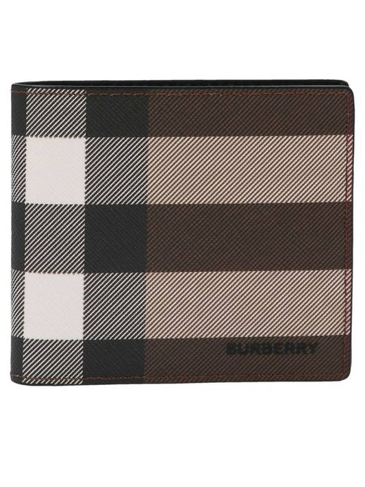 Check Leather International Bifold Wallet Dark Birch Brown - BURBERRY - BALAAN 1