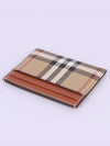 Check Print Leather Card Holder Beige - BURBERRY - BALAAN 4