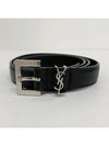Women's Monogram Square Grain Leather Belt Black - SAINT LAURENT - BALAAN 4