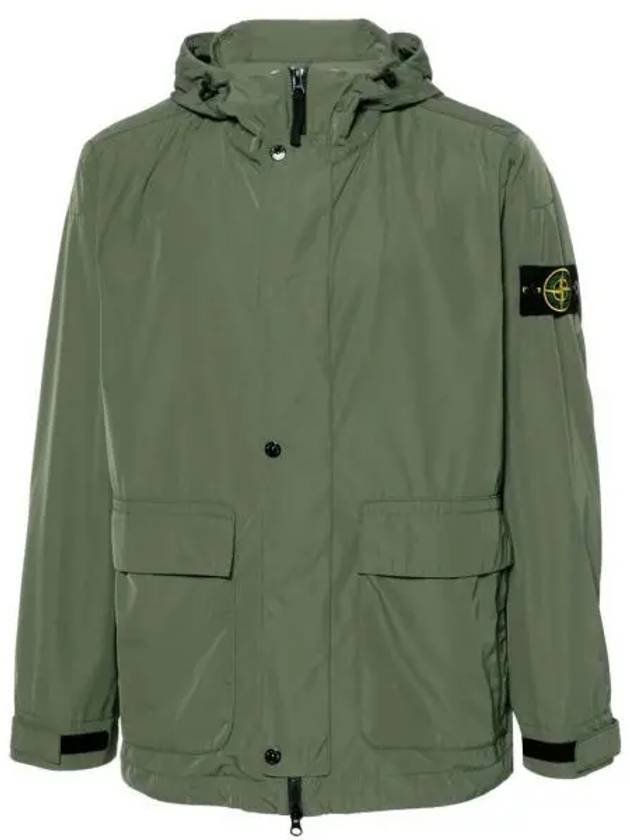 Logo Patch Hooded Jacket Olive - STONE ISLAND - BALAAN 2