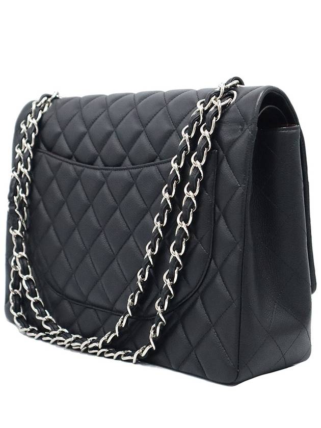 Chanel A58601 Black Caviar Silver Chain Classic Maxi Two Flap Shoulder Bag 14th - CHANEL - BALAAN 5