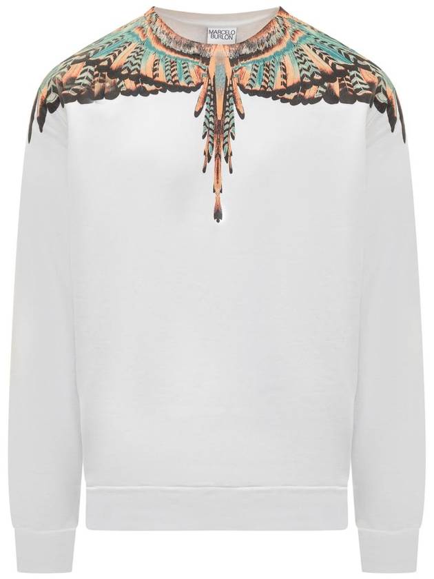 Sweater CMBA009S24FLE002 0120 WHITE ORANGE - MARCELO BURLON - BALAAN 2