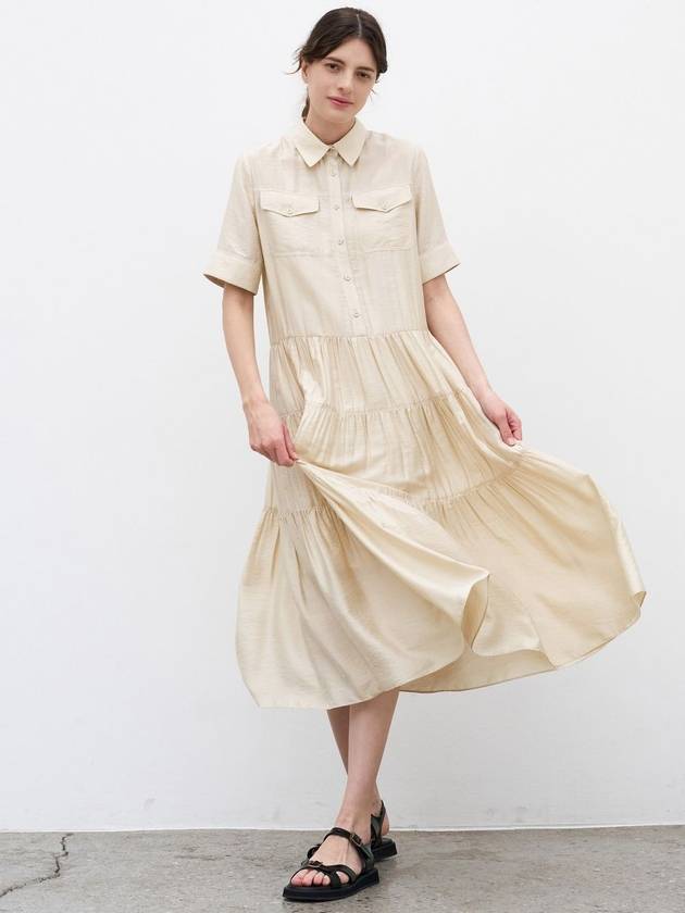 Tired Shirring Long Dress Beige - MITTE - BALAAN 2