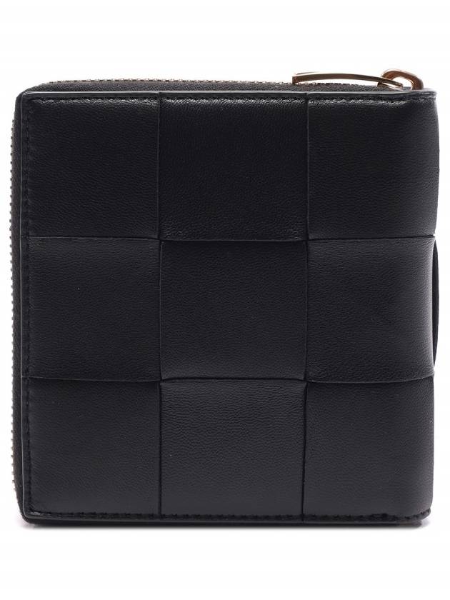 Cassette Compact Zip Around Small Leather Half Wallet Black - BOTTEGA VENETA - BALAAN 5