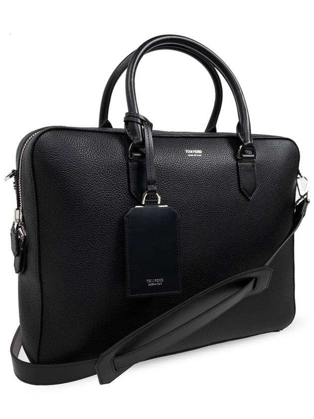 Tom Ford Leather Briefcase, Men's, Black - TOM FORD - BALAAN 4