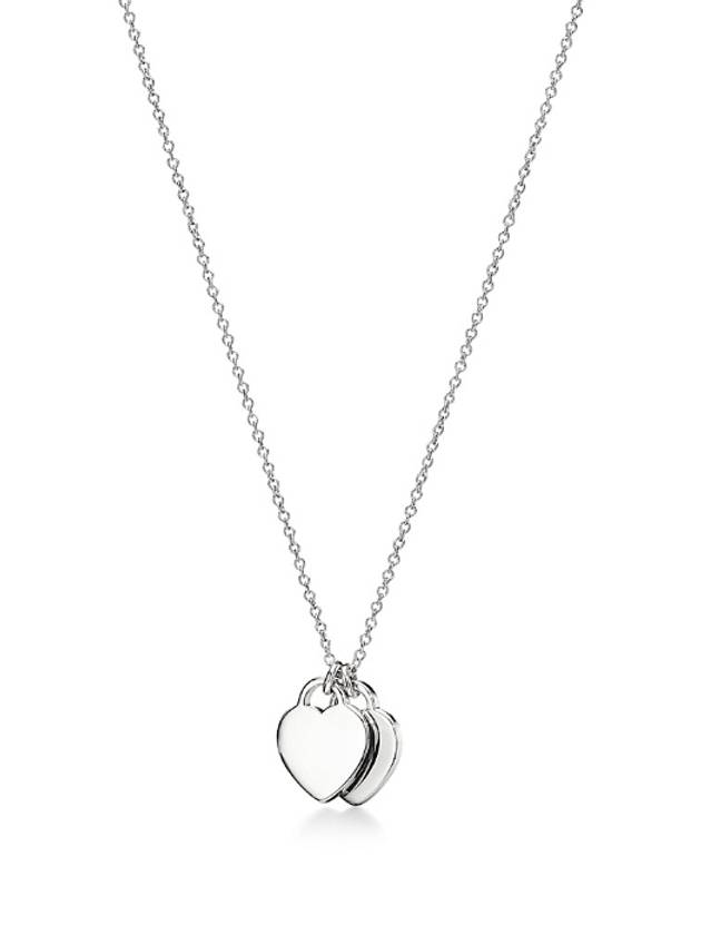 Women's Red Double Heart Tag Pendant Necklace Silver - TIFFANY & CO. - BALAAN 7