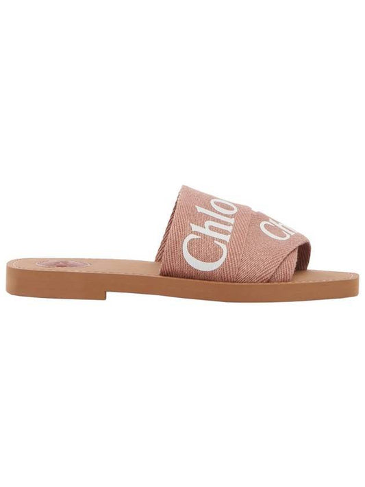 Woody Logo Flat Mule Slippers Pink - CHLOE - BALAAN 1