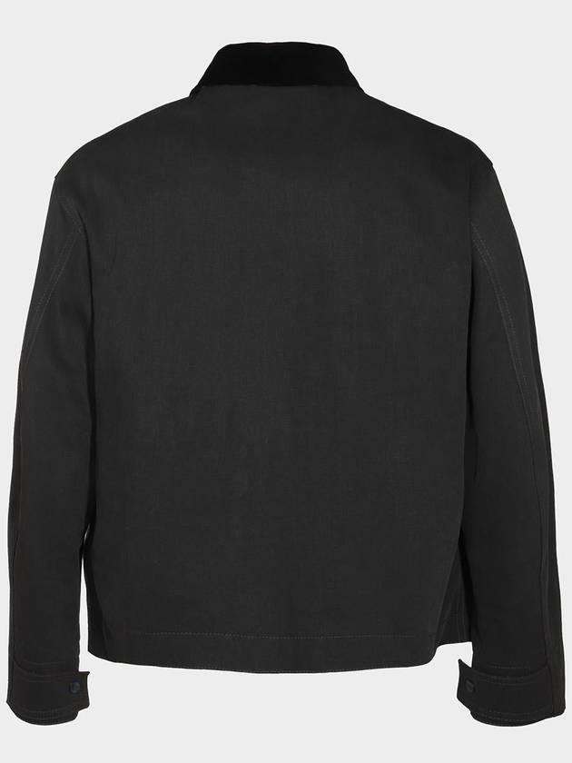 Corduroy Collar Cotton Jacket Black - BURBERRY - BALAAN 3