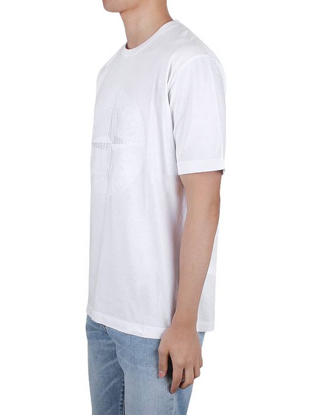 Men's Embroidered Logo Short Sleeve T-Shirt White - STONE ISLAND - BALAAN 4