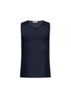 Ride Ribbed Long Tank Sleeveless Navy - AMI - BALAAN 2