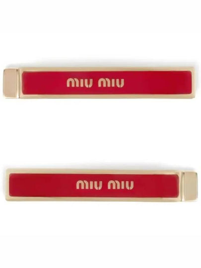 Engraved Logo Hair Pin Set Red - MIU MIU - BALAAN 2