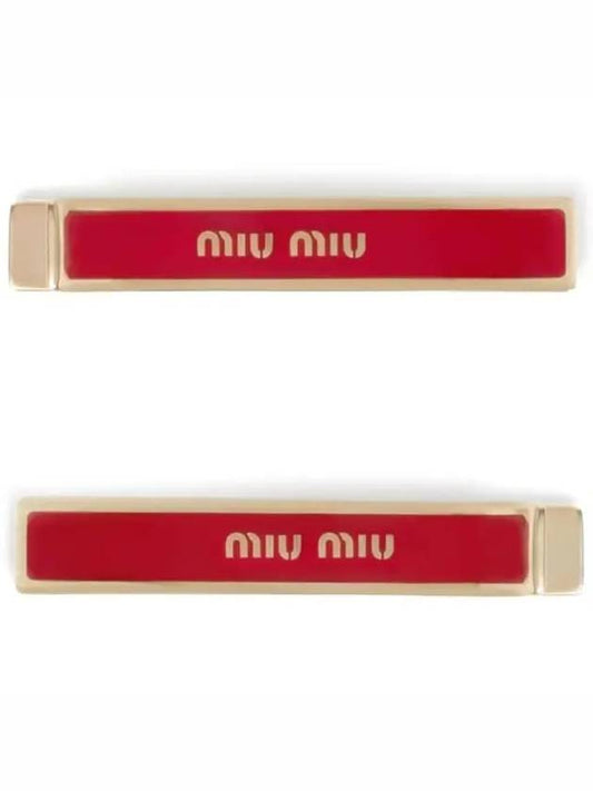 Engraved Logo Hair Pin Set Red - MIU MIU - BALAAN 2