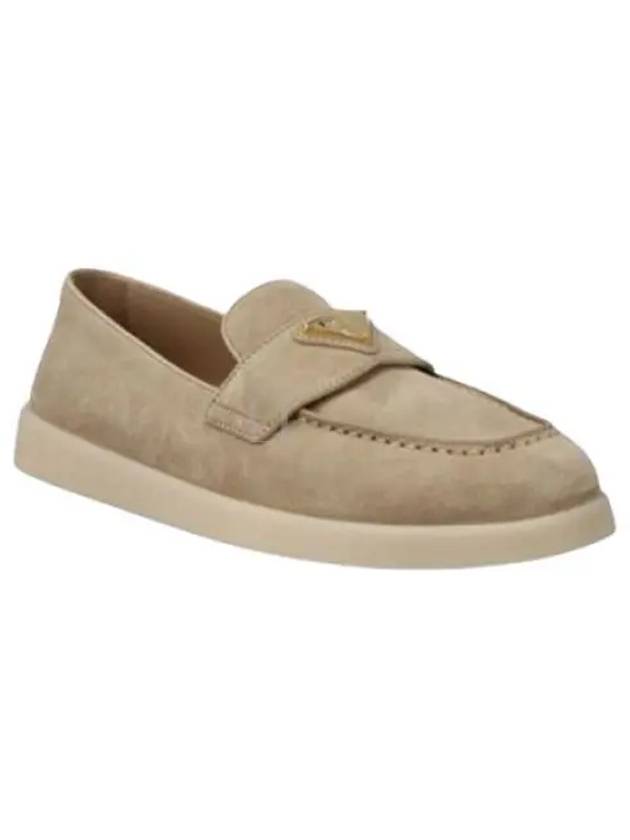 Triangle Logo Suede Leather Loafer Desert Beige - PRADA - BALAAN 2